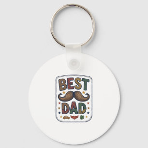 Bästa Pappa Vintage Mustasch Vektor Fader Design_1 Nyckelring
