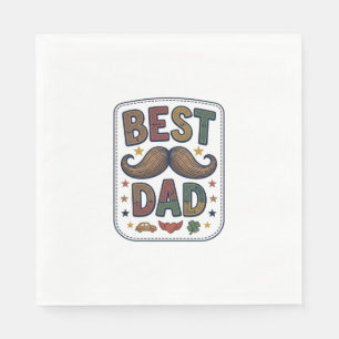 Bästa Pappa Vintage Mustasch Vektor Fader Design_1 Pappersservett