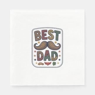 Bästa Pappa Vintage Mustasch Vektor Fader Design_1 Pappersservett