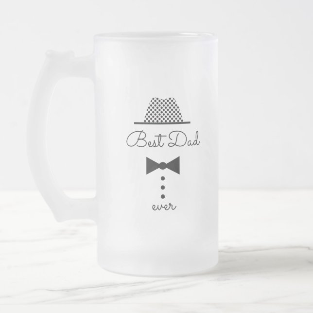 Bästa Pappa Vintage Svart och Vitt Frostat Ölglas (Vänster)