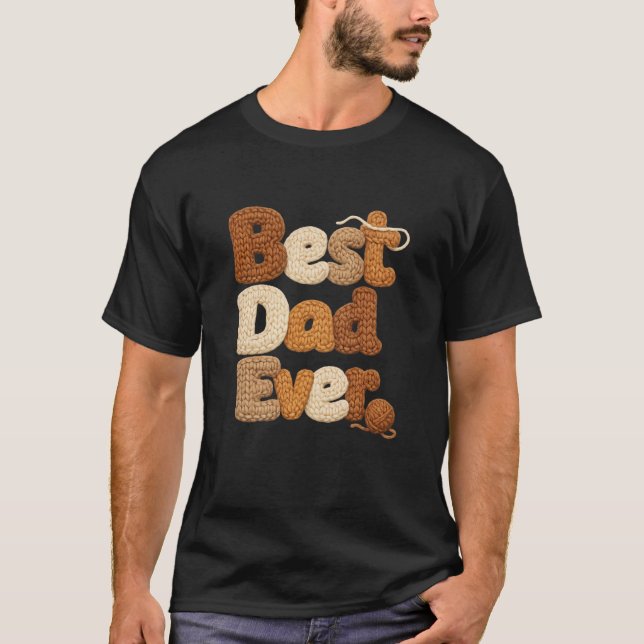 Bästa pappa virkad stil mysig skjorta t shirt (Framsida)