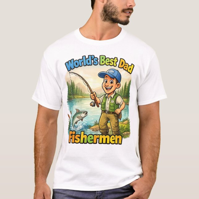 Bästa pappafiskaren vid sjön - rolig presentidé t shirt (Framsida)