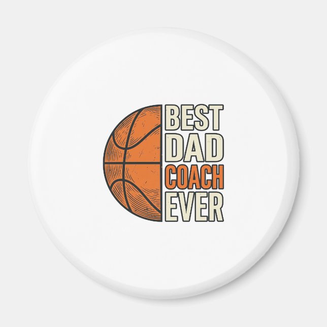 Bästa pappatränare någonsin Basket Vintage Vector  Magnet (Framsidan)