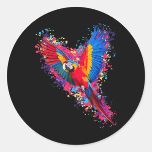 Bästa parrot Art För manar kvinnor Kids Tropiska p Runt Klistermärke