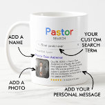 Bästa pastor någonsin Sökresultatfoto och -meddela Kaffemugg<br><div class="desc">Denna lustiga "Pastor Search"-mugg är ett härligt och personlig sätt att fira den enastående religiösans ledare i ditt liv. Med en lekfull "Pastor Search"-logotyp är det som om de har uppnått den aktade titeln "Best Pastor nånsin". Resultatet från en sökning visningar stolt deras namn, ett foto, ditt hjärtliga budskap och...</div>
