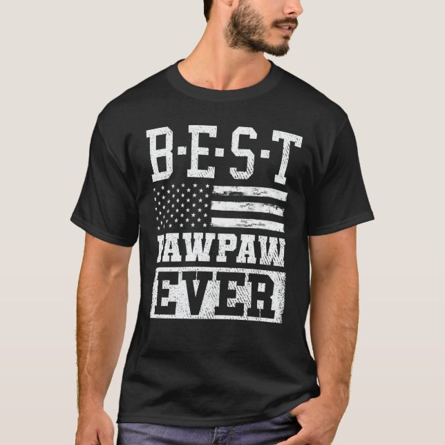 Bästa Pawpaw någonsin USA Flagga Grandpa Fars dag  T Shirt (Framsida)