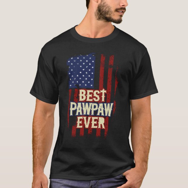 Bästa Pawpaw någonsin USA Flagga Grandpa Fars dag  T Shirt (Framsida)
