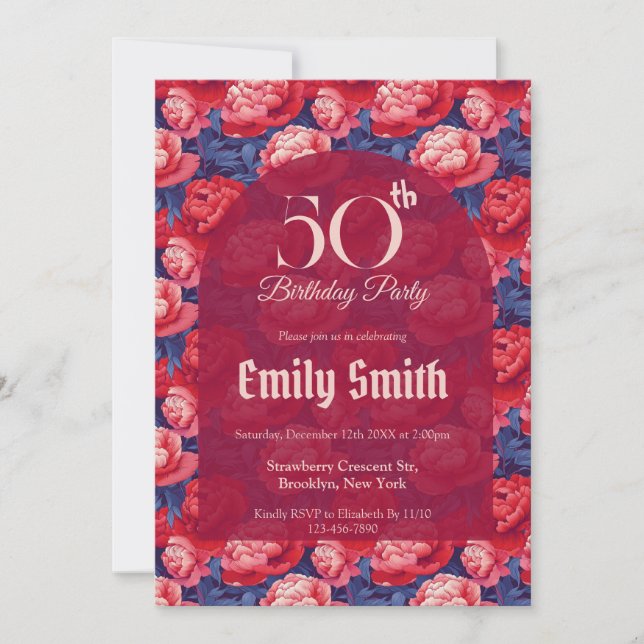 Bästa Peonies Blommig 70-årsdag Inbjudningar (Framsida)