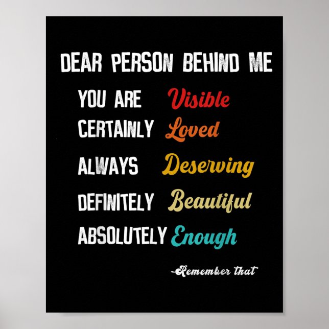 Bästa person bakom mig synlig förlorad hedersbo poster (Framsidan)