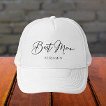 Bästa Personlig-Chicen - minimalistisk Bröllop Keps<br><div class="desc">Den här chicen är en enkel bäste man som har ditt namn under elegantens svarta typografi. Anpassa den här eleganten,  moderna brudens sida-hattar för bröllop eller bachelor-festen.</div>