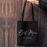 Bästa Personlig-Chicen - minimalistisk Bröllop Tygkasse<br><div class="desc">Den här chicen,  den bäste svarte väskan,  har ditt namn under den vita eleganten. Anpassa den här eleganten,  moderna brudens sida-gåvor till din bröllop eller bachelor-fest.</div>