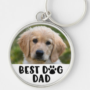 BÄSTA Personlig för utskriftsfoto i HUND Paw Rund Silverfärgad Nyckelring