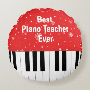 Bästa Piano-lärare någonsin Piano Nyckel Red Rund Kudde