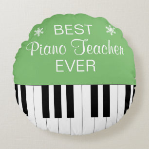 Bästa Piano Teacher-Grönten i Piano Nyckel Rund Kudde