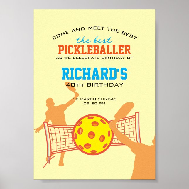 Bästa Pickleball Player-Födelsedagsfest Poster (Framsidan)