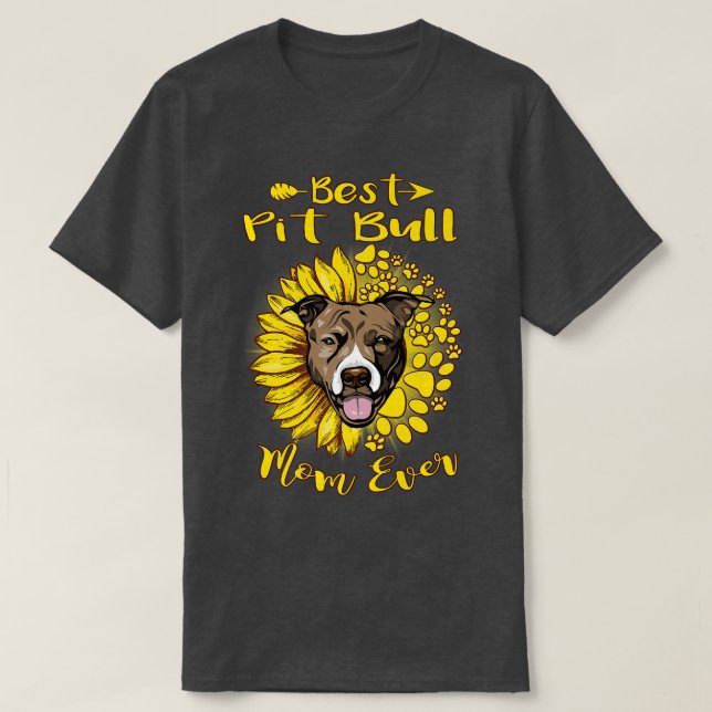 Bästa Pit Bull Dog Mamma Allsolrosfonen Tass Hund T Shirt (Design framsida)