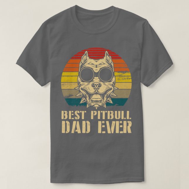 Bästa Pitbull Pappa Alltid Lycklig Hund pappa Far  T Shirt (Design framsida)