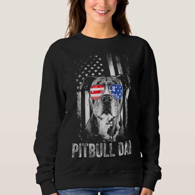 Bästa Pitbull Pappa någonsin American Flagga Hund  T Shirt (Framsida)