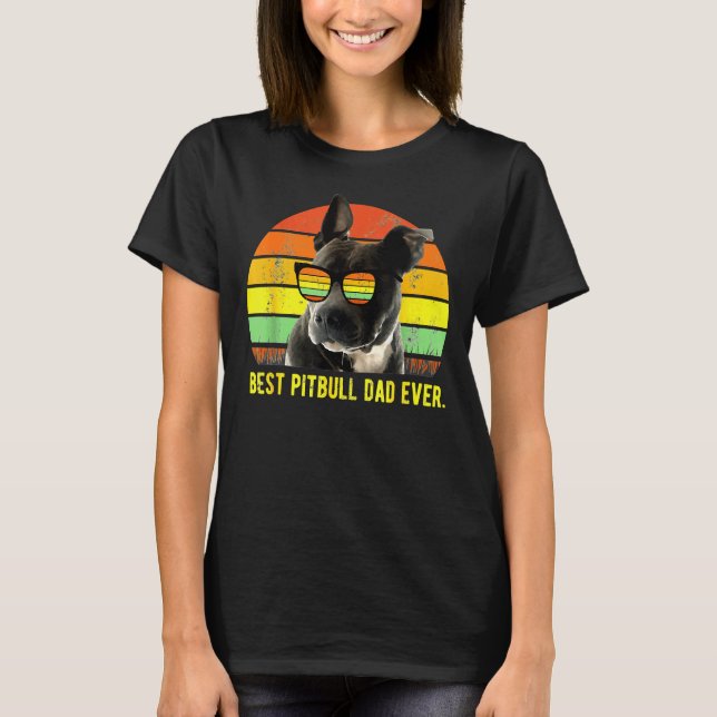 Bästa Pitbull Pappa någonsin Cute Funny Retro Suns T Shirt (Framsida)