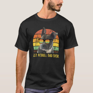 Bästa Pitbull Pappa någonsin Retro Sunset Vintage T Shirt