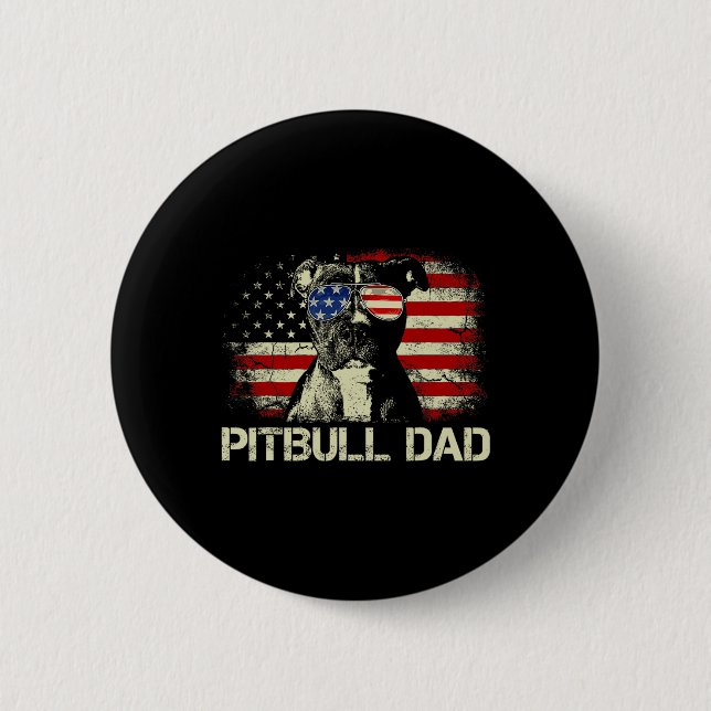 Bästa Pitbull Pappa någonsin shirt American Flagga Knapp (Framsida)