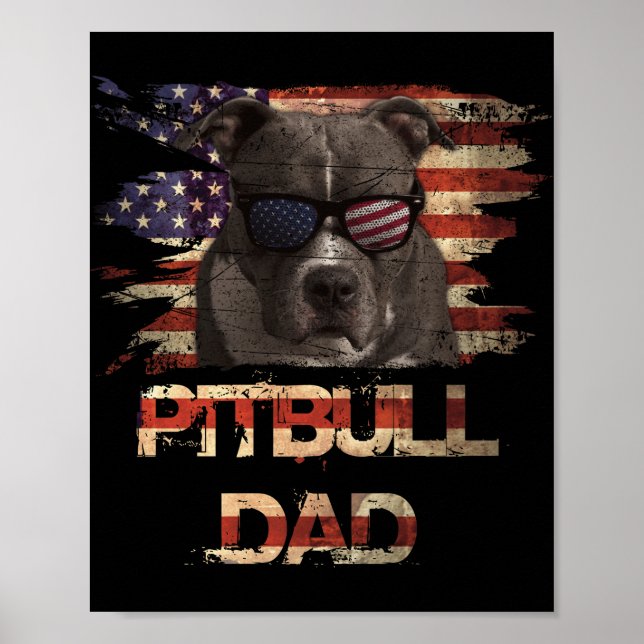 Bästa Pitbull Pappa någonsin Shirt American Flagga Poster (Framsidan)