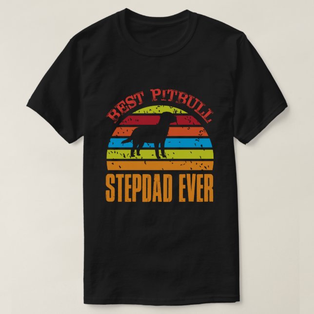 Bästa Pitbull STEPDAD-Vintage T Shirt (Design framsida)