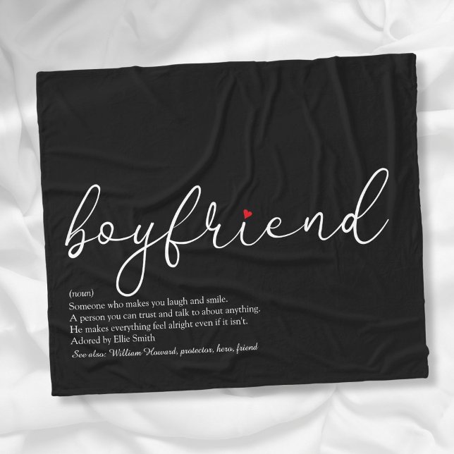 Bästa Pojkvän Definition Skript Kärlek Hjärtat Fleecefilt (Best Ever Boyfriend Definition Script Love Heart Fleece Blanket)