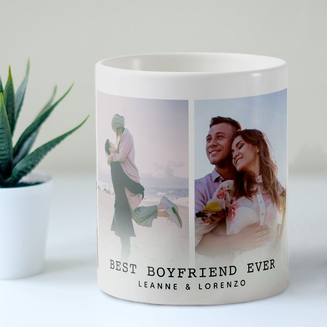Bästa Pojkvän Någonsin | Modern 4 Fotos Kollage Kaffemugg (Skapare uppladdad)