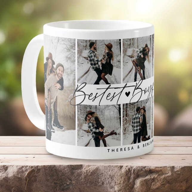 'Bästa Pojkvän' Par Minness Foto Collage Kaffemugg (Skapare uppladdad)