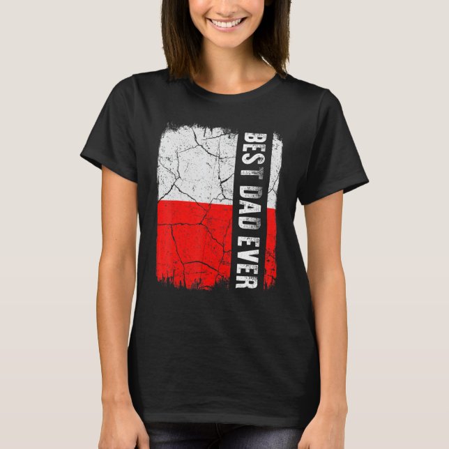 Bästa polska Pappa någonsin Polen Flagga Fars dag T Shirt (Framsida)