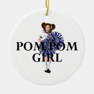 BÄSTA Pom Pom flicka Julgransprydnad Keramik