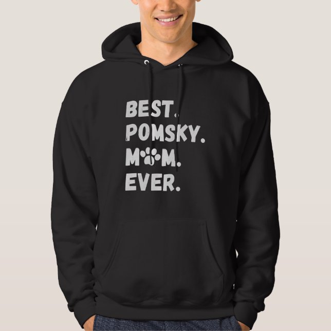 Bästa Pomsky Mamma, Pommern Husky Hund Hoodie (Framsida)