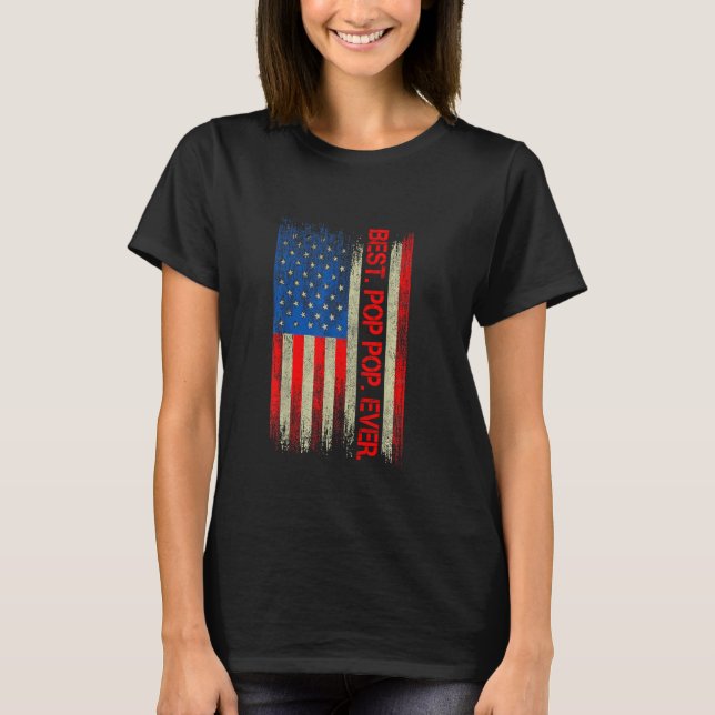 Bästa pop någonsin Amerika Flagga För manar Far S  T Shirt (Framsida)