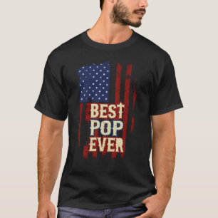 Bästa pop någonsin USA Flagga Grandpa Fars dag Gif T Shirt