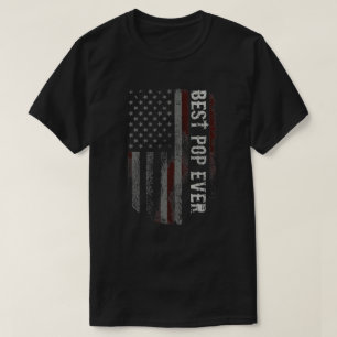 Bästa pop någonsin USA Flagga Grandpa Fars dag Gif T Shirt
