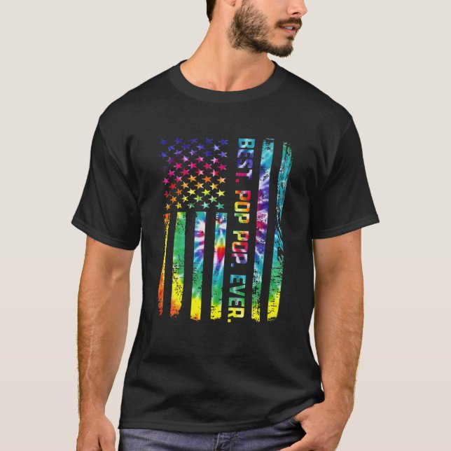 Bästa pop-position någonsin Tie Dye American Flagg T Shirt (Framsida)