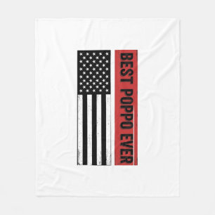 Bästa Poppo Någonsin Patriotisk Flagga Vintage Gra Fleecefilt
