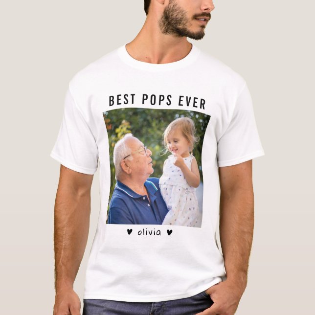 Bästa Pops, morfar och morunge Photo T Shirt (Framsida)
