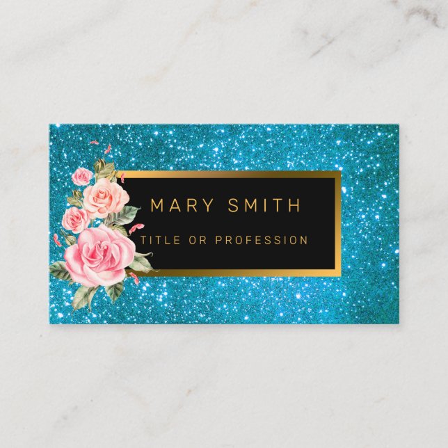 Bästa populärblåa Guld Glitter Visitkort (Framsida)