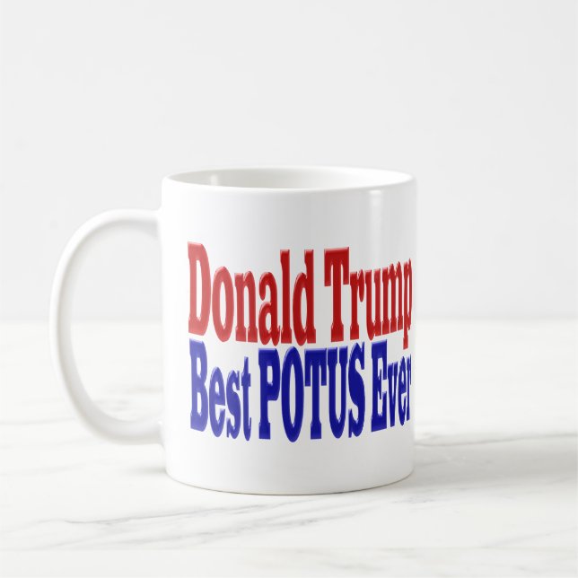 Bästa POTUS någonsin Donald Trump röd blåblå Kaffemugg (Vänster)