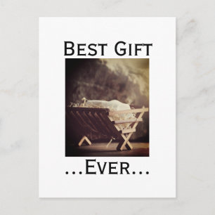 Bästa present någonsin jul bebis i krubba helg vykort
