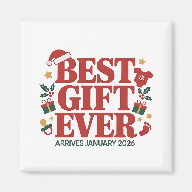 Bästa presenten kommer i januari 2026 julpar magnet (Framsidan)
