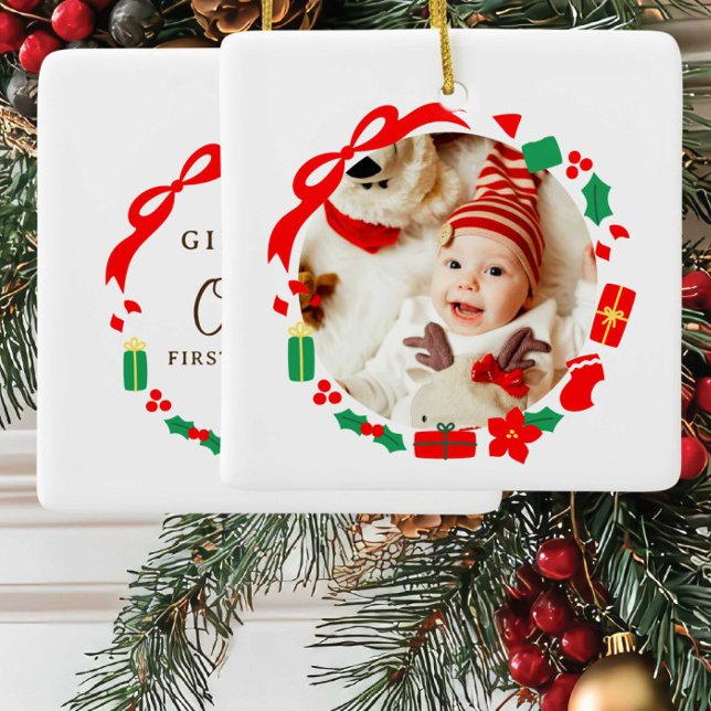 Bästa presentflicka - första julen julgransprydnad keramik (Skapare uppladdad)