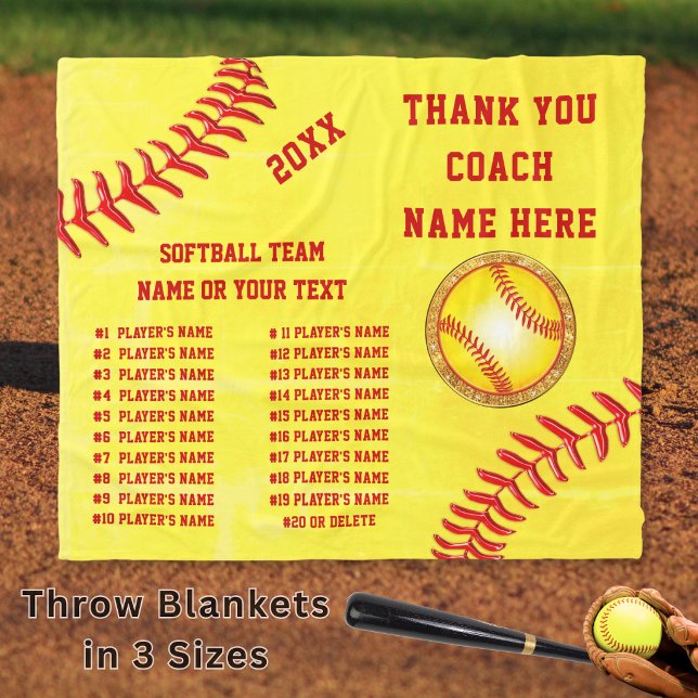 Bästa presentidéer till softbollstränare, Personli Fleecefilt (Best softball coach gifts. They are best, gift ideas for softball coaches, because you personalized.)