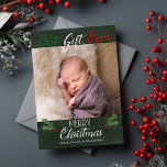 Bästa presentkort någonsin i kretskort - fotopatko julkort<br><div class="desc">Det här fina helgdag-fotokortet innehåller foton,  holly löv och helgdag på den kriterliga bakgrunden. Kortets baksida har snöflingor och röd och vit kontur. Fotografi © Storytree Studios,  Stanford,  CA</div>