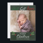 Bästa presentkort någonsin i kretskort - fotopatko julkort<br><div class="desc">Det här fina helgdag-fotokortet innehåller foton,  holly löv och helgdag på den kriterliga bakgrunden. Kortets baksida har snöflingor och röd och vit kontur. Fotografi © Storytree Studios,  Stanford,  CA</div>