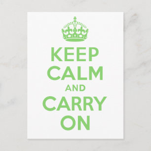 Bästa Pris Keep Calm And Carry On Grön Vykort