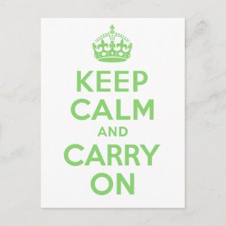 Bästa Pris Keep Calm And Carry On Grön Vykort