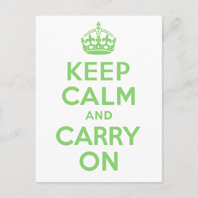 Bästa Pris Keep Calm And Carry On Grön Vykort (Framsida)